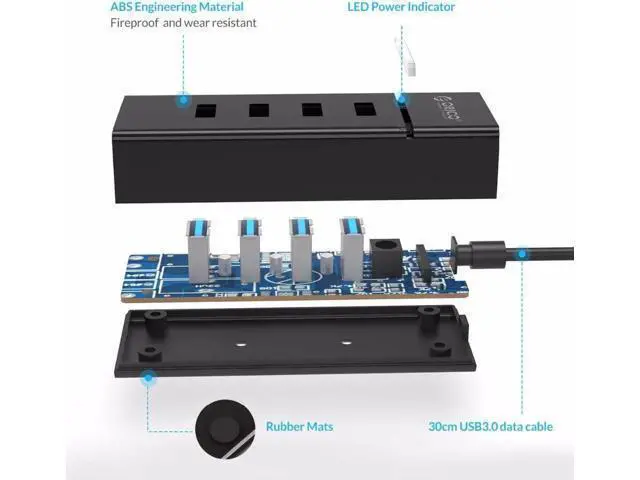 Alt view image 6 of 7 - Portable 4 Ports USB 3.0 HUB USB3.0 High Speed 5Gbps Dock Station
