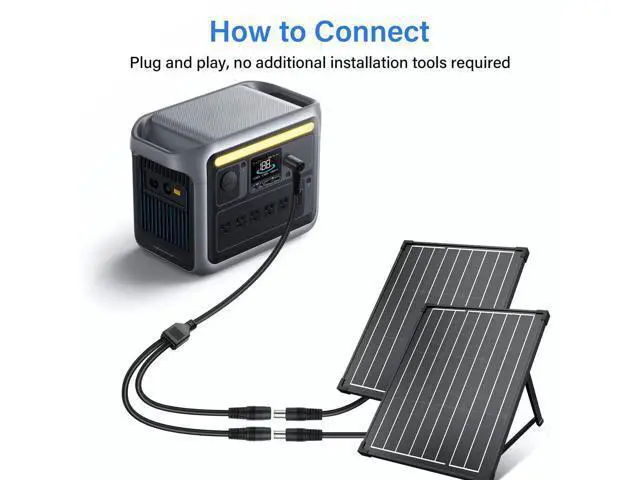 Alt view image 4 of 7 - 14AWG DC7909 Y Splitter Cable 90 Degree DC 8mm 1 Male to 2 Female Converters for Solar Panels 2Ft