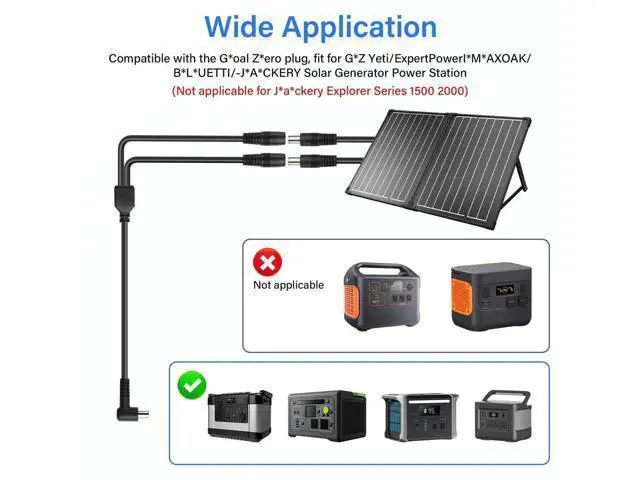 Alt view image 3 of 7 - 14AWG DC7909 Y Splitter Cable 90 Degree DC 8mm 1 Male to 2 Female Converters for Solar Panels 2Ft
