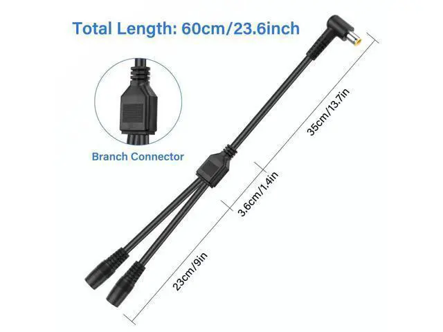 Alt view image 6 of 7 - 14AWG DC7909 Y Splitter Cable 90 Degree DC 8mm 1 Male to 2 Female Converters for Solar Panels 2Ft