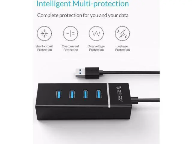 Alt view image 7 of 7 - Portable 4 Ports USB 3.0 HUB USB3.0 High Speed 5Gbps Dock Station