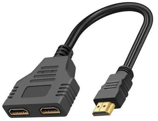Main image of HDMI Splitter Adapter Cable, 1080P HDMI Splitter 1 in 2 Out, HDMI Male to 2 HDMI Female 1 to 2 Way Splitter Cable for HDTV, LCD Monitor and Projectors