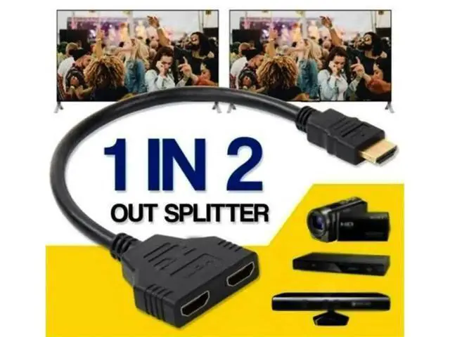 Alt view image 3 of 7 - HDMI Splitter Adapter Cable, 1080P HDMI Splitter 1 in 2 Out, HDMI Male to 2 HDMI Female 1 to 2 Way Splitter Cable for HDTV, LCD Monitor and Projectors