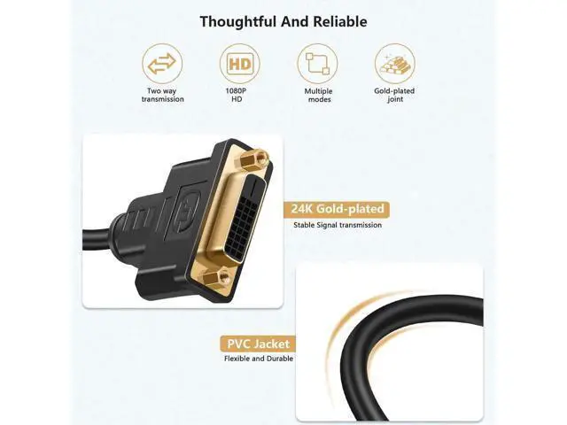 Alt view image 5 of 7 - HDMI to DVI Adapter Cable, Bi-Directional HDMI Male to DVI-D (24+1) Female Converter Cord 1080P DVI to HDMI HD Video Adapter Wire for HDTV, PC, Xbox, Blue-ray DVD, A/V Receivers