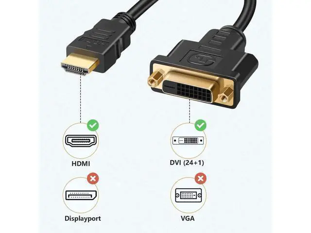 Alt view image 6 of 7 - HDMI to DVI Adapter Cable, Bi-Directional HDMI Male to DVI-D (24+1) Female Converter Cord 1080P DVI to HDMI HD Video Adapter Wire for HDTV, PC, Xbox, Blue-ray DVD, A/V Receivers