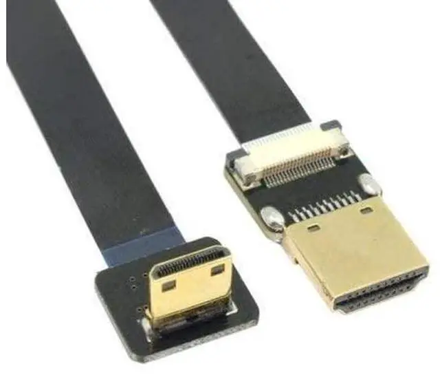 Alt view image 4 of 7 - 90 Degree Down Angled FPV Mini HDMI Male to HDMI Male FPC Flat Cable 50cm for Multicopter Aerial Photography