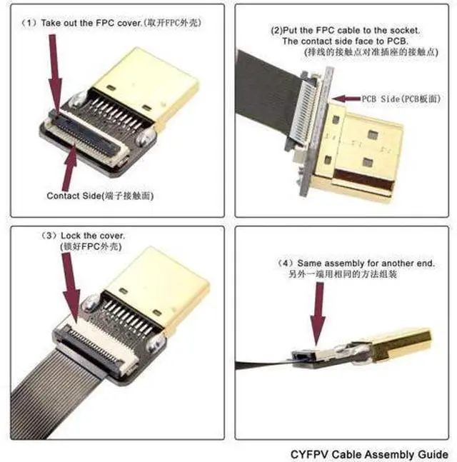 Alt view image 5 of 7 - 90 Degree Down Angled FPV Mini HDMI Male to HDMI Male FPC Flat Cable 50cm for Multicopter Aerial Photography