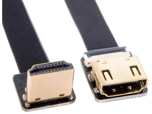 Alt view image 4 of 7 - FPV Down Angled 90 Degree HDMI Male to Female FPC Flat Cable for HDTV Multicopter Aerial Photography (0.2m