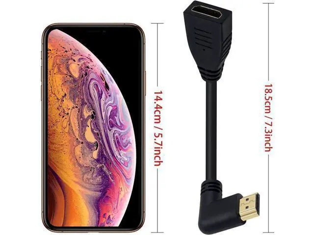 Alt view image 5 of 7 - 8K HDMI Extension Cable, Short HDMI 90 Degree Left Angle Male to Female HDMI 2.1 Cable Adapter 48Gbps with 8K 60Hz Video and 3D HDR for TV/Xbox /PS4 /PS5 (Left M/F), 0.5feet