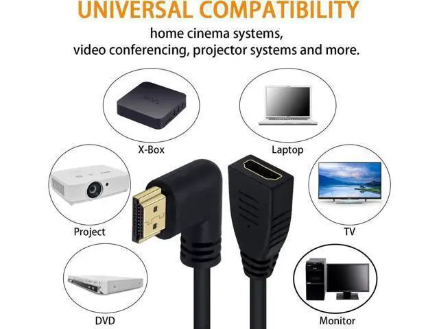 Alt view image 6 of 7 - 8K HDMI Extension Cable, Short HDMI 90 Degree Left Angle Male to Female HDMI 2.1 Cable Adapter 48Gbps with 8K 60Hz Video and 3D HDR for TV/Xbox /PS4 /PS5 (Left M/F), 0.5feet