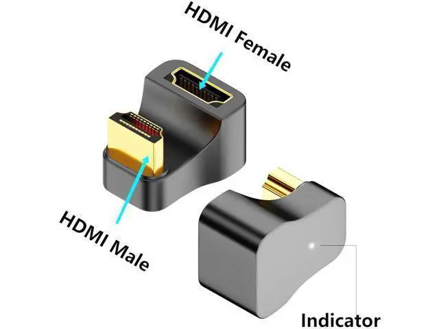 Alt view image 6 of 7 - U Shape HDMI 2.1 Adapter Male to Female Standard HDMI Type A Adapter UHD 3D 8K@60Hz 180 Degree Down Angle for Laptop Projector TV PC