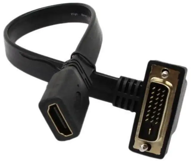 Main image of DVI to HDMI Cable Gold-Plated 90 Degree Angle DVI 24 1 Male to HDMI Female 1080p Video Converter - Flat, HDTV, Plasma, DVD & Projector Adapter