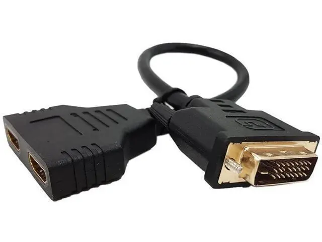 Alt view image 6 of 6 - DVI-D to HDMI Cable, Gold-Plated DVI-D Male 24 1 Pin to Dual Hdmi Female 1080p Hdmi Video Converter Adapter Splitter Cable
