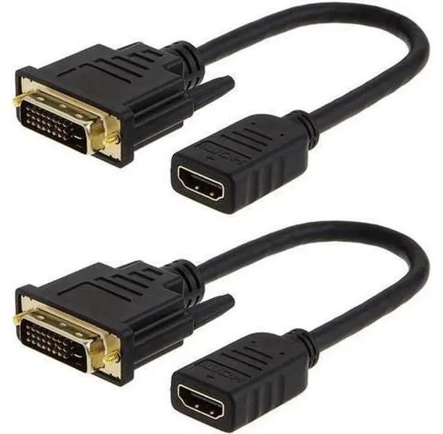 Main image of 2-Pack HDMI to DVI Cable Bi-Directional HDMI Female to DVI-D(24+1) Male Adapter 1080P DVI to HDMI Conveter 3D 0.15M Black