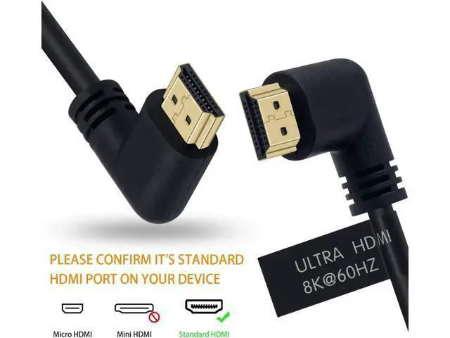 Alt view image 3 of 7 - 8K HDMI 2.1 Cable 1.64feet/0.5M,8K HDMI 48gbps 90 Degree Left Angle HDMI Male to Left Angle HDMI 2.1 Cable with 8K 60Hz Video and 3D HDR for TV/Xbox /PS4 /PS5