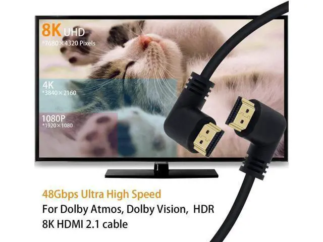 Alt view image 6 of 7 - 8K HDMI 2.1 Cable 1.64feet/0.5M,8K HDMI 48gbps 90 Degree Left Angle HDMI Male to Left Angle HDMI 2.1 Cable with 8K 60Hz Video and 3D HDR for TV/Xbox /PS4 /PS5