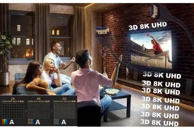 Alt view image 3 of 5 - 1ft HDMI 8K Ultra HD Cable, 3D 48Gpbs HDMI 2.1 Version Cable, Up Angle HDMI Male to Straight HDMI Male Extreme Slim Cable for Xbox PS4 PS5 TV Switch, Support 8K@60HZ 4K@120Hz