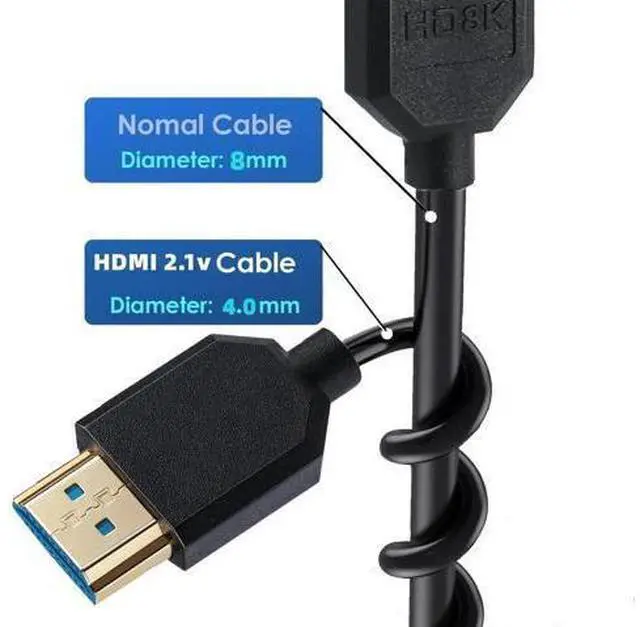 Alt view image 4 of 5 - 1ft HDMI 8K Ultra HD Cable, 3D 48Gpbs HDMI 2.1 Version Cable, Up Angle HDMI Male to Straight HDMI Male Extreme Slim Cable for Xbox PS4 PS5 TV Switch, Support 8K@60HZ 4K@120Hz