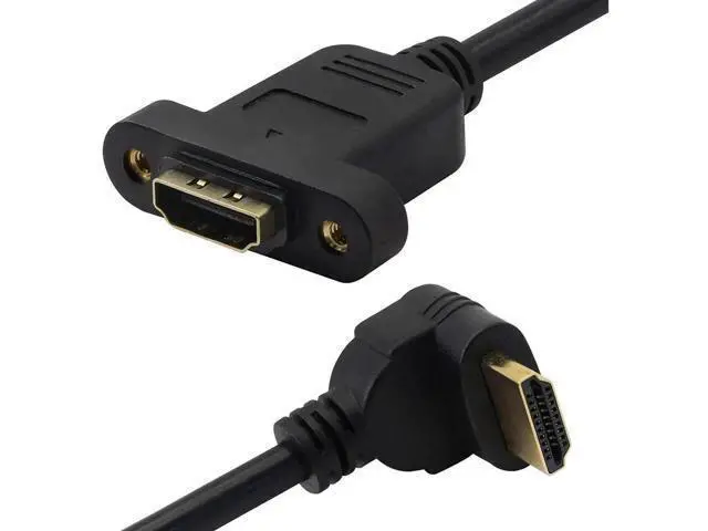 Alt view image 2 of 7 - Panel Mount HDMI Extension Cable 1.6Ft/50CM High Speed HDMI 2.0 Female to Male Cable with Screw Nut Support 4K Resolution for Blu Ray Player, 3D TV, Roku, Xbox360(Up-Angled)