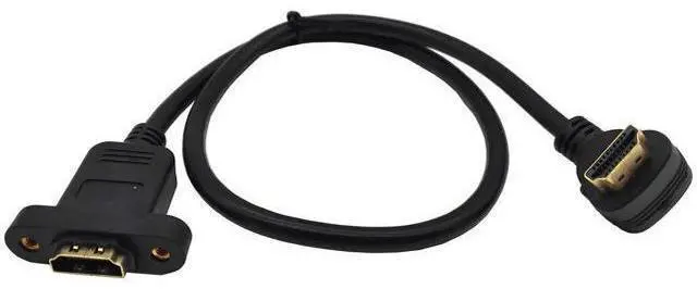 Main image of Panel Mount HDMI Extension Cable 1.6Ft/50CM High Speed HDMI 2.0 Female to Male Cable with Screw Nut Support 4K Resolution for Blu Ray Player, 3D TV, Roku, Xbox360(Up-Angled)