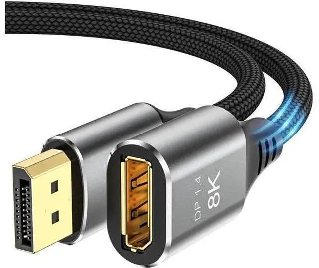 Alt view image 7 of 7 - 8K DisplayPort Extension Cable 3Feet, DisplayPort 1.4 Male to Female Extension Cable, Braided DP to DP Extended Cord, Supports 8K@60Hz,4K@120Hz (Grey, 3 Ft)