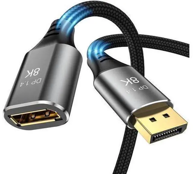 Main image of 8K DisplayPort Extension Cable 1.5Feet, DisplayPort 1.4 Male to Female Extension Cable, Braided DP to DP Extended Cord, Supports 8K@60Hz,4K@120Hz (Grey, 1.5 Ft)