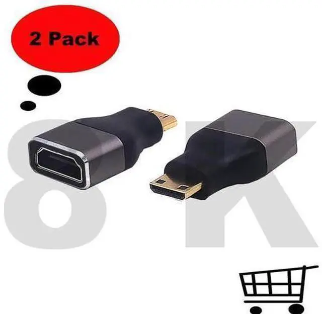 Alt view image 4 of 5 - 2 Pack 8K@60Hz Mini HDMI 2.1 Male to HDMI 2.1 Female Adapter Extender Connector Converter Coupler for Camera, Laptop, Projector, HDTV, 3D 48Gbps Bidirectional, Support 4K@120Hz, Dynamic HDR