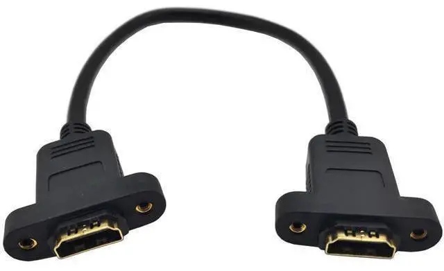 Main image of Panel Mount HDMI 2.0 Female to Female Extension Cable High Speed Support 4K Resolution for Blu Ray Player, 3D TV, Roku, Xbox360,Black (1FT/0.3M)
