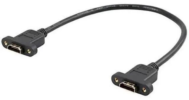 Alt view image 3 of 5 - Panel Mount HDMI 2.0 Female to Female Extension Cable High Speed Support 4K Resolution for Blu Ray Player, 3D TV, Roku, Xbox360,Black (1FT/0.3M)