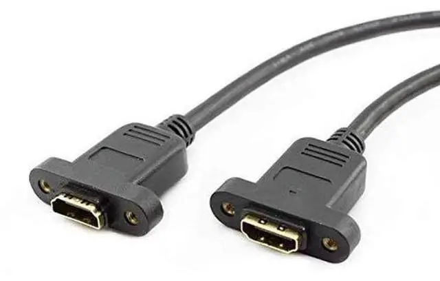 Alt view image 4 of 5 - Panel Mount HDMI 2.0 Female to Female Extension Cable High Speed Support 4K Resolution for Blu Ray Player, 3D TV, Roku, Xbox360,Black (1FT/0.3M)
