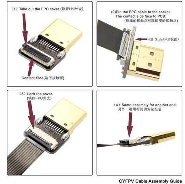 Alt view image 4 of 6 - FPV 90 Degree Up Angled FPV Mini HDMI Male to HDMI Male FPC Flat Cable 20cm Compatible for FPV HDTV Multicopter Aerial Photography