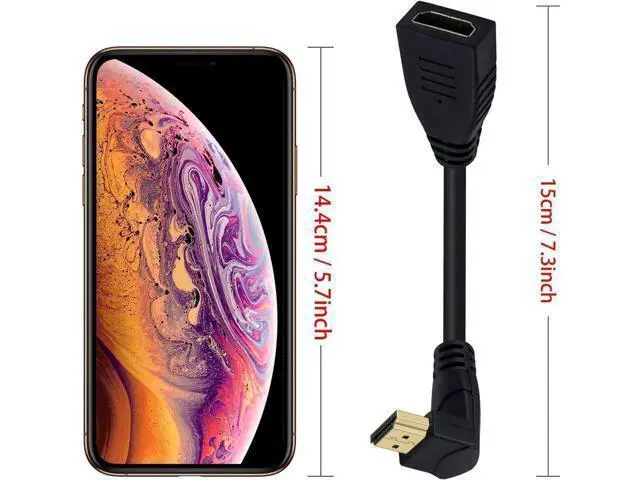 Alt view image 5 of 7 - 8K HDMI Extension Cable, Short HDMI 90 Degree Down Angle Male to Female HDMI 2.1 Cable 48Gbps with 8K 60Hz Video and 3D HDR for TV/Xbox /PS4 /PS5 (Down M/F), 0.5feet