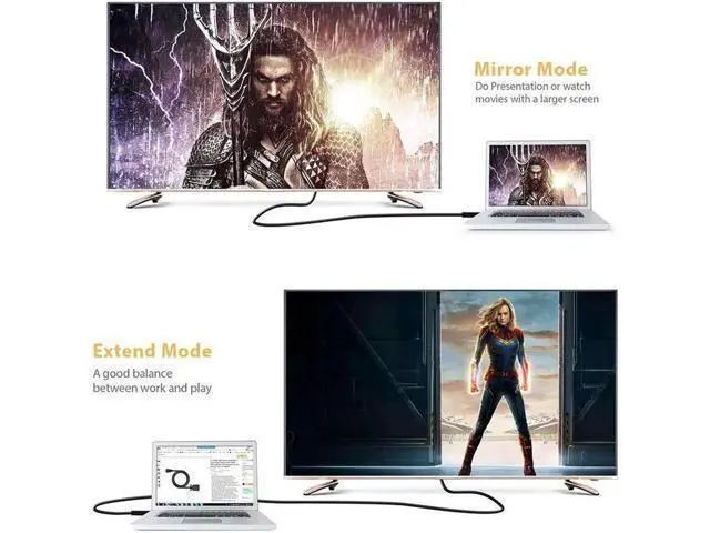 Alt view image 6 of 7 - HDMI to VGA, Hannord Gold-Plated HDMI to VGA 3.3 Feet Cable (Male to Male) Compatible for Computer, Desktop, Laptop, PC, Monitor, Projector, HDTV,, Roku, Xbox and More