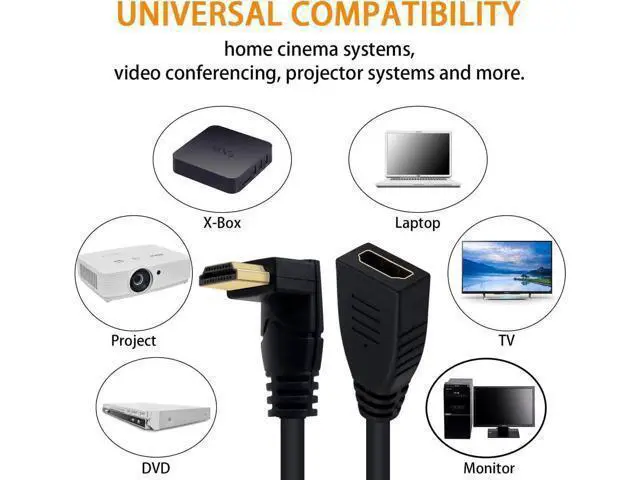 Alt view image 7 of 7 - 8K HDMI Extension Cable, Short HDMI 90 Degree Down Angle Male to Female HDMI 2.1 Cable 48Gbps with 8K 60Hz Video and 3D HDR for TV/Xbox /PS4 /PS5 (Down M/F), 0.5feet