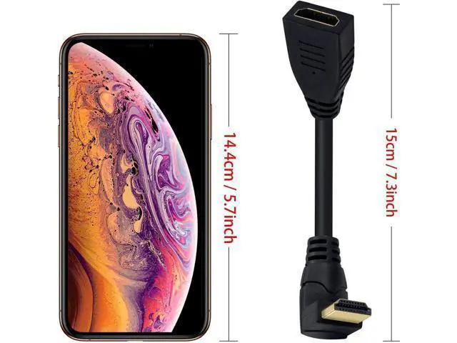 Alt view image 2 of 7 - 8K HDMI Extension Cable, Short HDMI 90 Degree Male to Female HDMI 2.1 Cable 48Gbps with 8K 60Hz Video and 3D HDR for TV/Xbox /PS4 /PS5 (Up Angle), 0.5feet