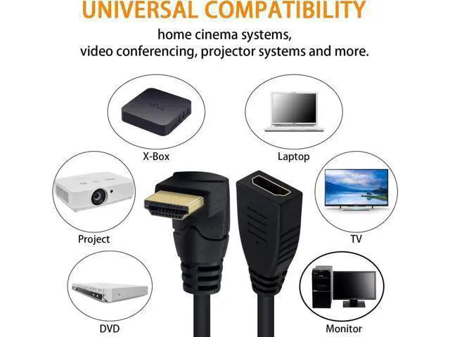 Alt view image 4 of 7 - 8K HDMI Extension Cable, Short HDMI 90 Degree Male to Female HDMI 2.1 Cable 48Gbps with 8K 60Hz Video and 3D HDR for TV/Xbox /PS4 /PS5 (Up Angle), 0.5feet