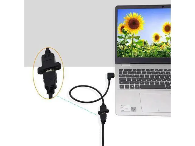 Alt view image 4 of 7 - Panel Mount HDMI Extension Cable, 1.6Ft/50cm High Speed HDMI Female to Male Cable with Screw Nut Support 4K Resolution for Blu Ray Player, 3D TV, Roku, Xbox360(Black) (Right-Angled)