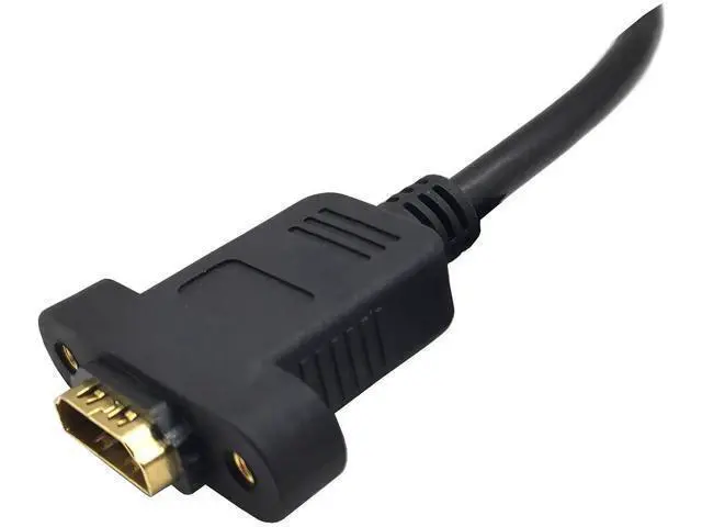 Alt view image 7 of 7 - Panel Mount HDMI Extension Cable, 1.6Ft/50cm High Speed HDMI Female to Male Cable with Screw Nut Support 4K Resolution for Blu Ray Player, 3D TV, Roku, Xbox360(Black) (Right-Angled)