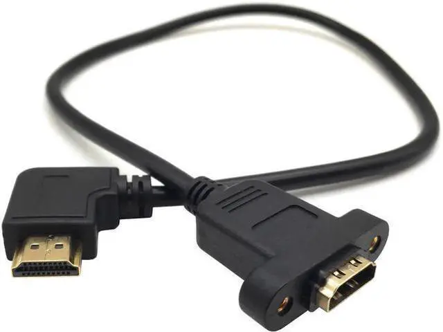 Alt view image 6 of 7 - Panel Mount HDMI Extension Cable, 1.6Ft/50cm High Speed HDMI Female to Male Cable with Screw Nut Support 4K Resolution for Blu Ray Player, 3D TV, Roku, Xbox360(Black) (Right-Angled)