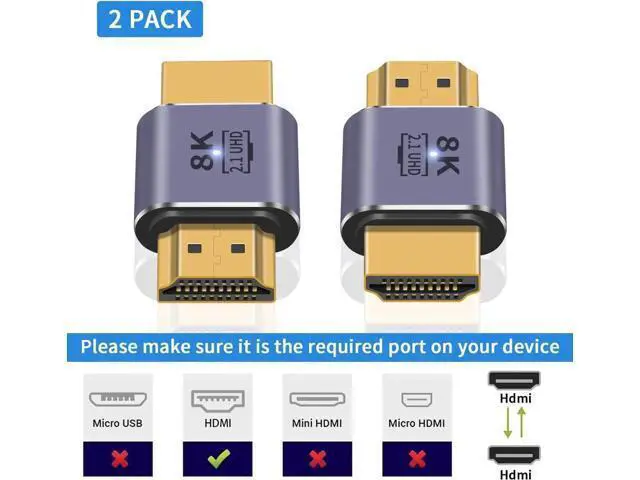 Alt view image 4 of 7 - HDMI Male to Male Adapter 8K, 2-Pack 48Gbps UHD HDMI 2.1 Extender Coupler Converter Extension Connector (8K@60hz,4K@120Hz) Compatible with Video 3D HDTV, Switch, Xbox,PS5, Xbox