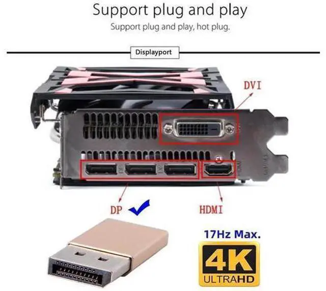 Alt view image 6 of 7 - DP Virtual Display Adapter Displayport Dummy Plug Headless Ghost Emulator 2560x1600p@60Hz