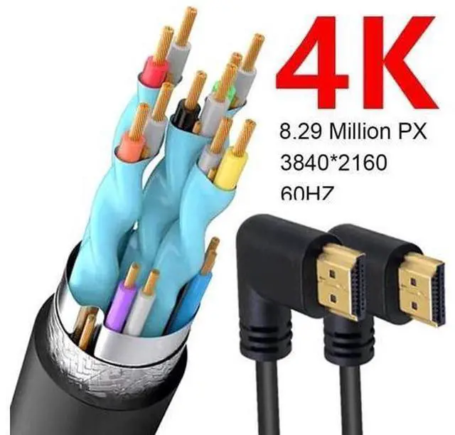 Alt view image 3 of 6 - 1.5ft 18Gbps 4K@60Hz HDMI Cable, Right Angle to Right Angle HDMI 2.0 Male Adapter HD High Speed Shield Cord for Xbox HDTV PS4 PS5 Switch