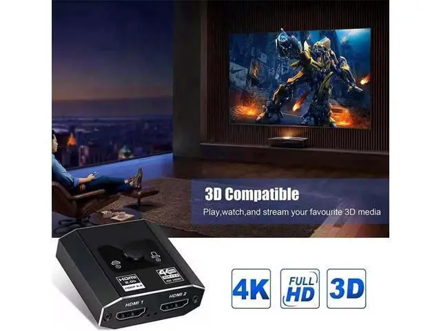 Alt view image 5 of 7 - HDMI Switch HDMI Splitter, 4K@60hz Aluminum HDMI 2.0 Switcher 2 in 1 Out, HDMI Splitter 1 in 2 Out,Bi-Directional Switch Support 4K 3D HDR for Xbox PS5/4/3 Blu-Ray Player Fire Stick Roku HDTV