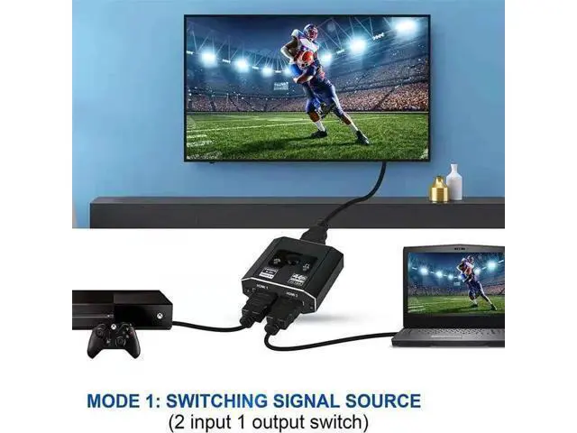 Alt view image 6 of 7 - HDMI Switch HDMI Splitter, 4K@60hz Aluminum HDMI 2.0 Switcher 2 in 1 Out, HDMI Splitter 1 in 2 Out,Bi-Directional Switch Support 4K 3D HDR for Xbox PS5/4/3 Blu-Ray Player Fire Stick Roku HDTV