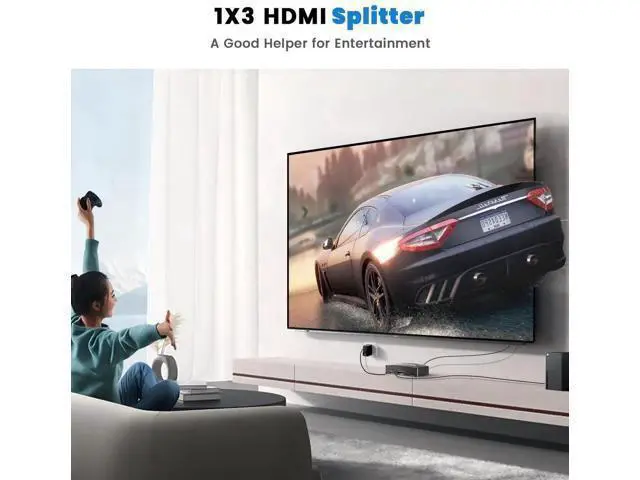 Alt view image 5 of 7 - HDMI Splitter 1 in 3 Out, 4K 1x3 HDMI Splitter Supports 4K@30HZ 2K 1080P UHD HDR 3D for Xbox Roku HDTV PS5/4, HDMI Video Splitter Does Not Support Expansion Without Hdmi Cable