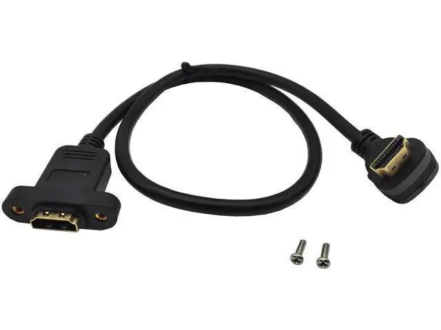 Alt view image 7 of 7 - Panel Mount HDMI Extension Cable 1.6Ft/50CM High Speed HDMI 2.0 Female to Male Cable with Screw Nut Support 4K Resolution for Blu Ray Player, 3D TV, Roku, Xbox360(Up-Angled)