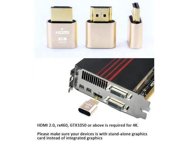 Alt view image 7 of 7 - HDMI Dummy Plug 4K Display Emulator Compatible with Windows Mac OSX Linux Support 4kx2k 2160P 1080p for Computer Desktop (fit-Headless, 2 Pack)
