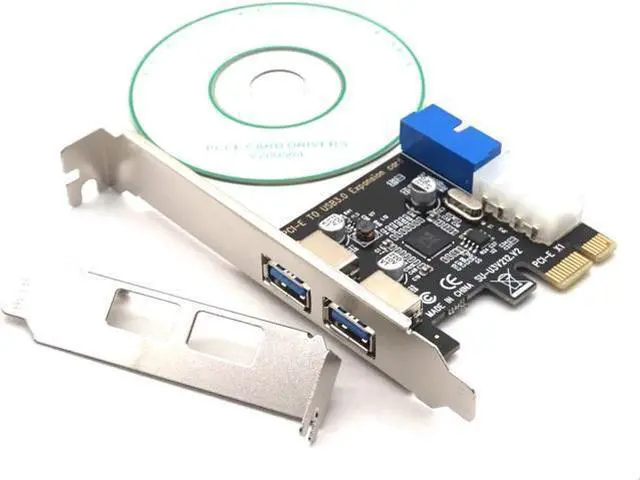 Alt view image 4 of 5 - USB3.0 PCI-E Expansion Card External 2 Port USB3.0 + Internal 19pin Header PCIe Card 4pin IDE Power Connector
