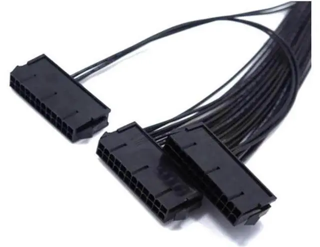 Alt view image 2 of 6 - 24Pin Dual PSU Power Extension Cable PC Three Power Supply Synchronization Cable Connector 12.6 Inches / 32cm