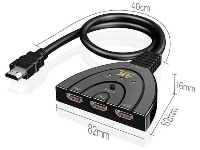 Alt view image 7 of 7 - HDMI Splitter Adapter Cable, 1080P HDMI Splitter 3 in 1 Out, HDMI Male to 2 HDMI Female 1 to 2 Way Splitter Cable for HDTV, LCD Monitor and Projectors